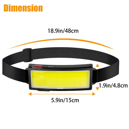 USB Rechargeable COB Light Waterproof Headlight 3 Modes, Built-in Battery for Outdoor Camping Hiking