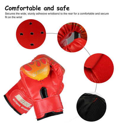 Boxing Gloves for Boys & Girls, PU Leather Children Training Punching Heavy Bag Mitts UFC MMA Muay Thai Sparring Kickboxing Gloves for 3-12 Years Kids, Red