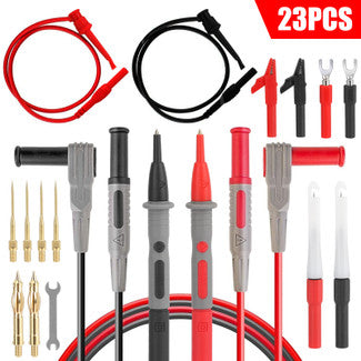 23Pcs Silicone Multimeter Leads Kit, Red and Black Multimeter Test Lead Kit with Replaceable Gold-Plated Probe, Compatible with Any Multimeter, Clamp Meter, or Test Instrument
