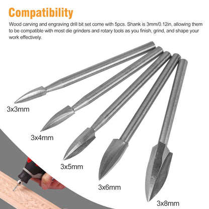 Set Milling Engraving Wood Carving Drill Bit Set for Dremel Rotary Tools