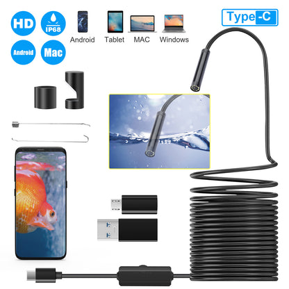 USB Inspection Camera Wireless Endoscope, WiFi with 8 Adjustable LED Waterproof for Android/iOS