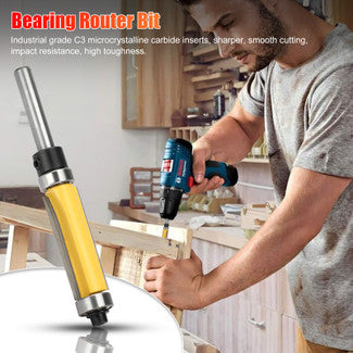 Bearing Router Bit with Grade C3 Mircro Grain Carbide Blades, Perfect fo Woodworking Edging and More