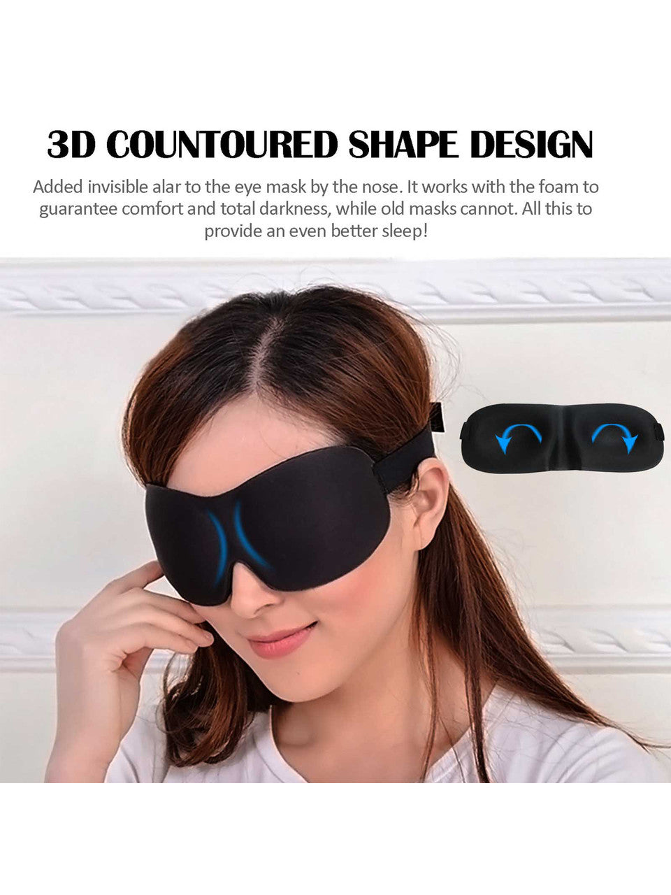 2 Packs 3D Soft Rest Relax Blindfold Contoured Travel Sleep Eye Mask For Men / Woman Sleeping Eyeshade.