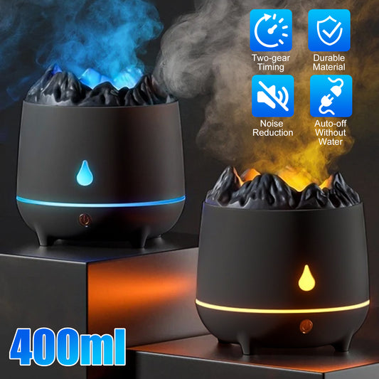Simulated Volcano Aromatherapy Diffuser- Quiet Cool Mist for Bedroom & Office, Auto Shut Off - Enhance Air Quality with Aromatherapy Oil Diffuser - Perfect Gift & Night Light